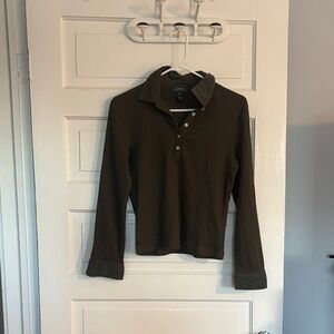 LAUREN Ralph Lauren Olive Long Sleeve Polo